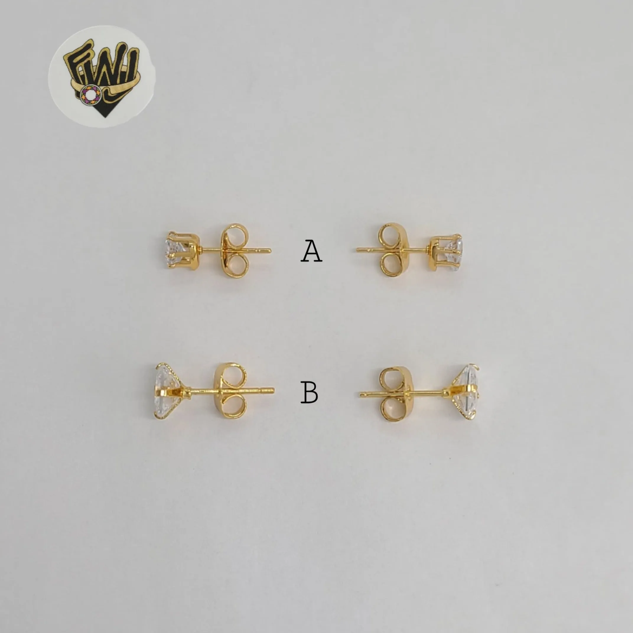 (1-1087-1) Gold Laminate - Zircon Stud Earrings - BGO