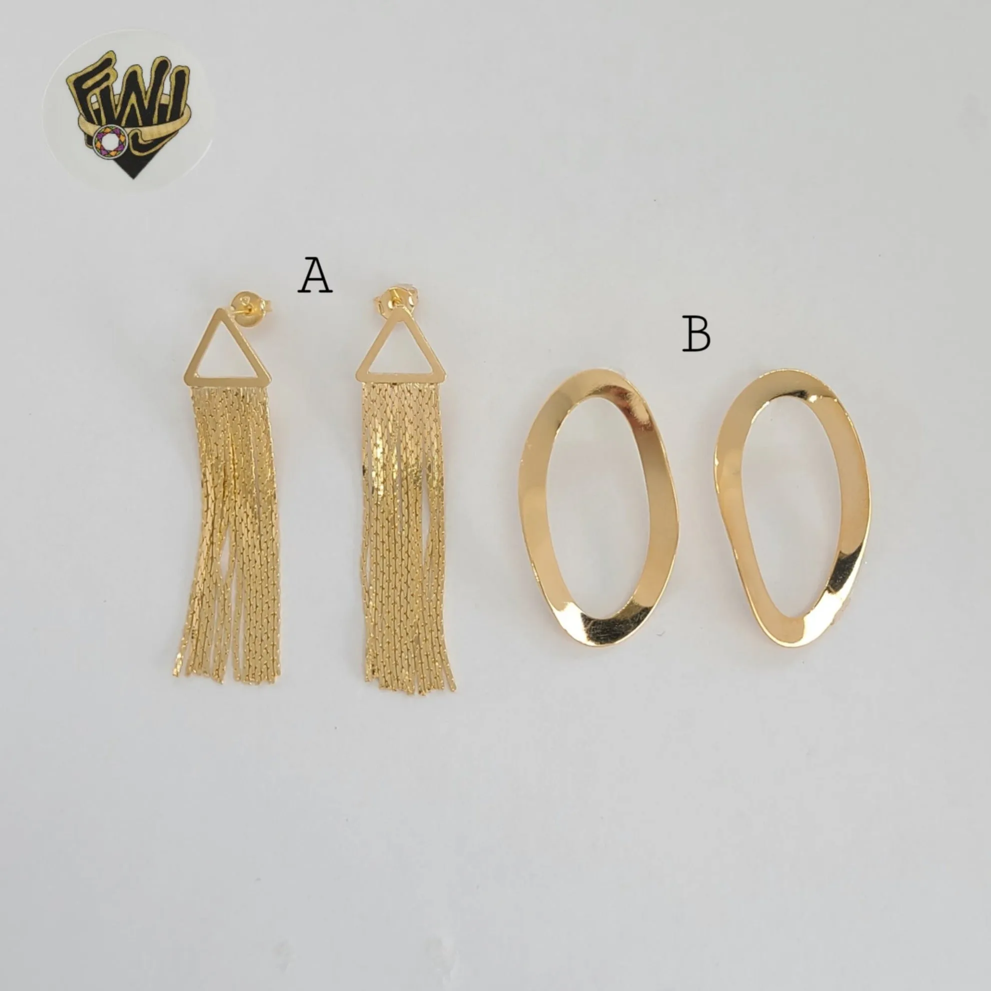 (1-1209-2) Gold Laminate - Long Stud Earrings - BGF