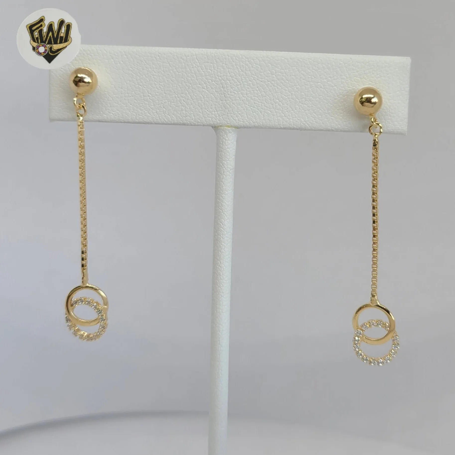 (1-1241-7) Gold Laminate - Stud Dangle Earrings - BGF