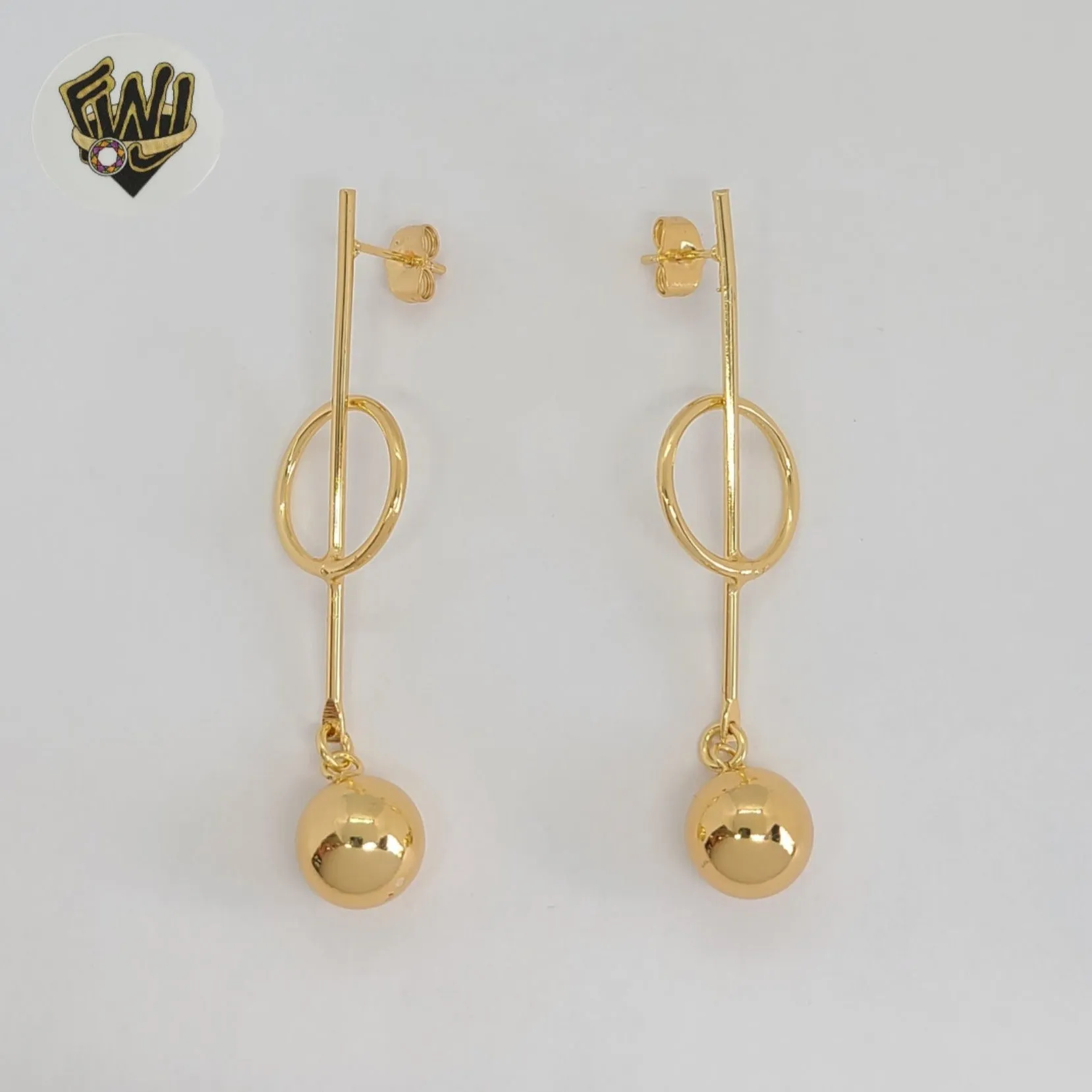 (1-1245-5) Gold Laminate - Long Ball Earrings - BGO