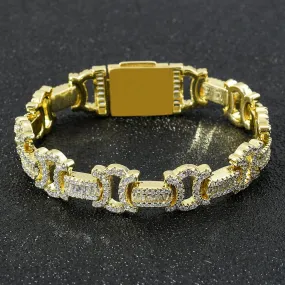 13mm Baguette Byzantine Bracelet in 14K Gold Plating