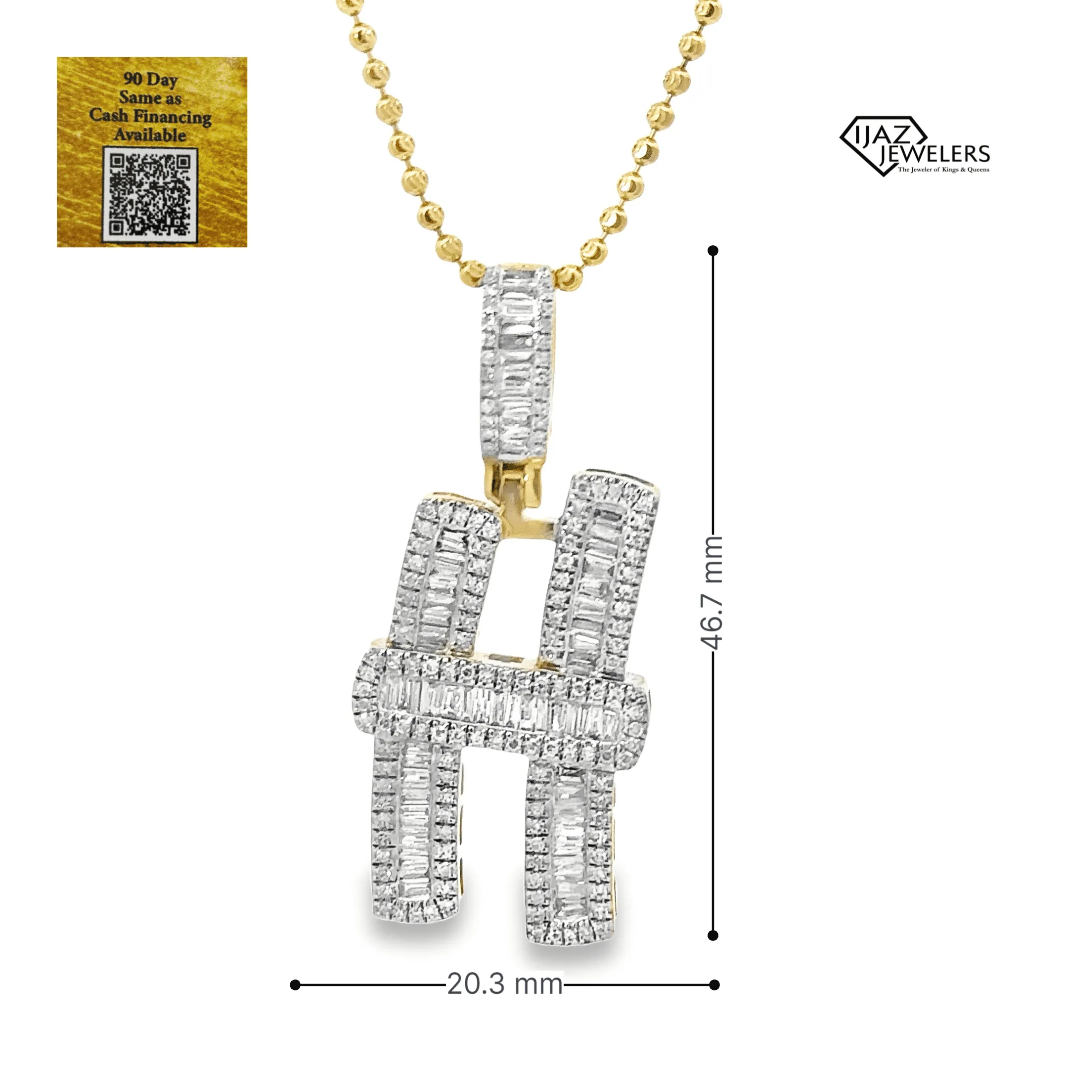 14K Gold 1.70 CTW Diamond H Charm