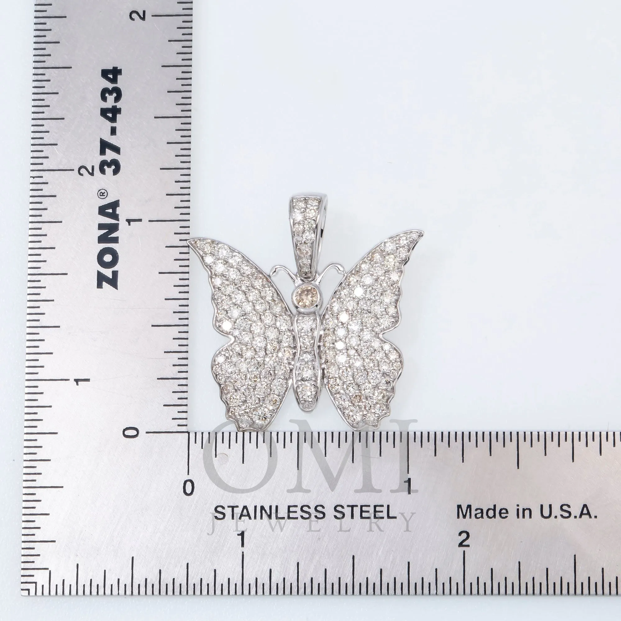 14K GOLD DIAMOND BUTTERFLY PENDANT 2.50 CT