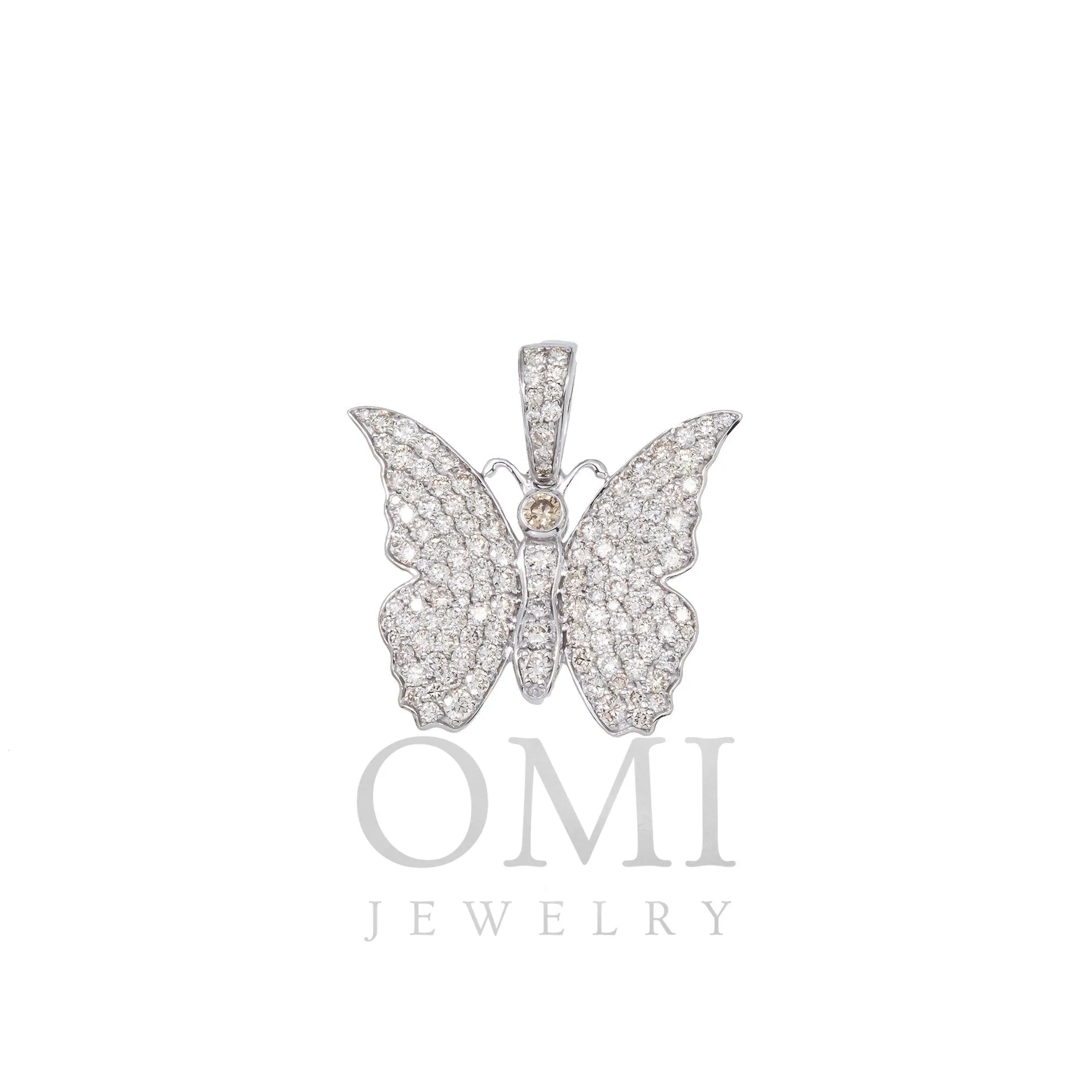 14K GOLD DIAMOND BUTTERFLY PENDANT 2.50 CT