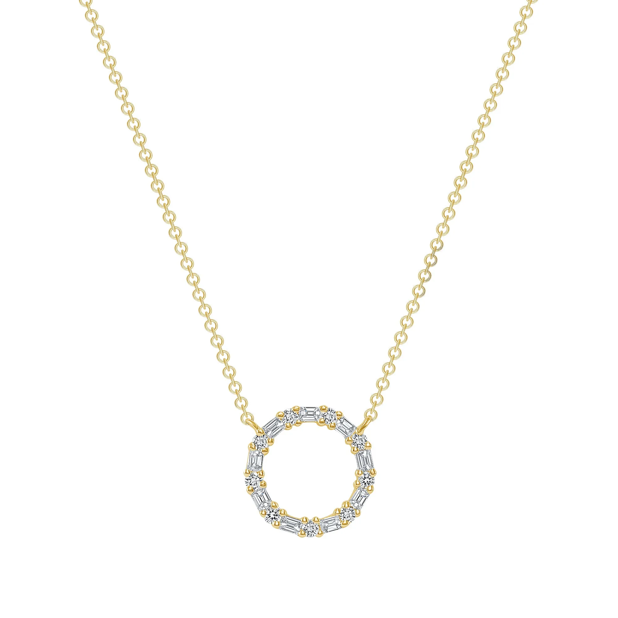 14K Gold Diamond Circle Pendant