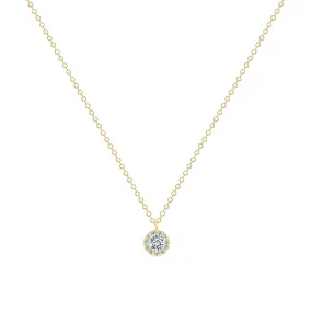 14K Gold Diamond Round Halo Pendant