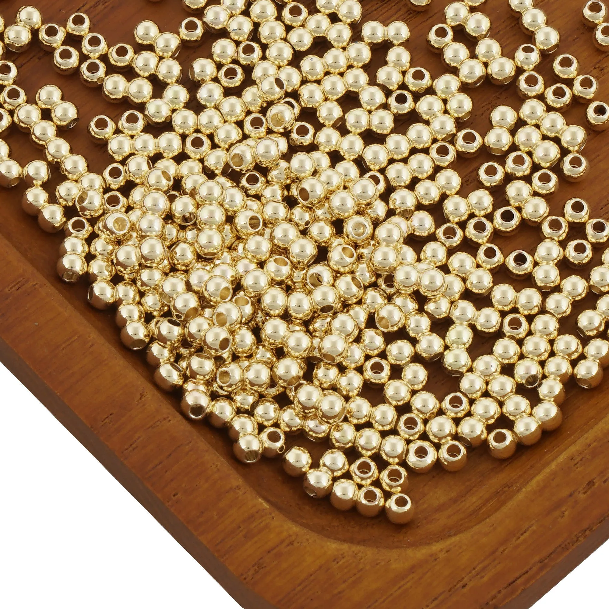 14K Gold Filled Round Beads metal Ball Spacer Beads for Bracelet Necklace Jewelry Making Supply Wholesale 50pcs/bag