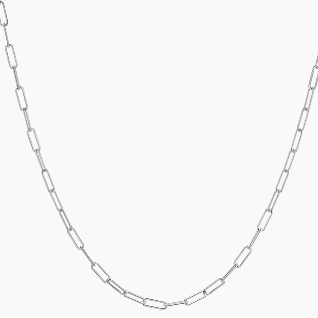 14K Gold Small Paper Clip Necklace 2.0mm