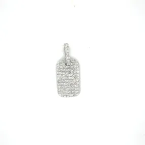 14K White Gold Diamond Dog Tag Charm