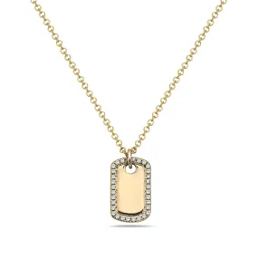 14k Yellow Gold Mini Dog Tag Pendant