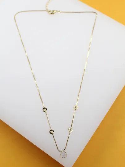 18K Gold Filled Box Chain With Gold Beads