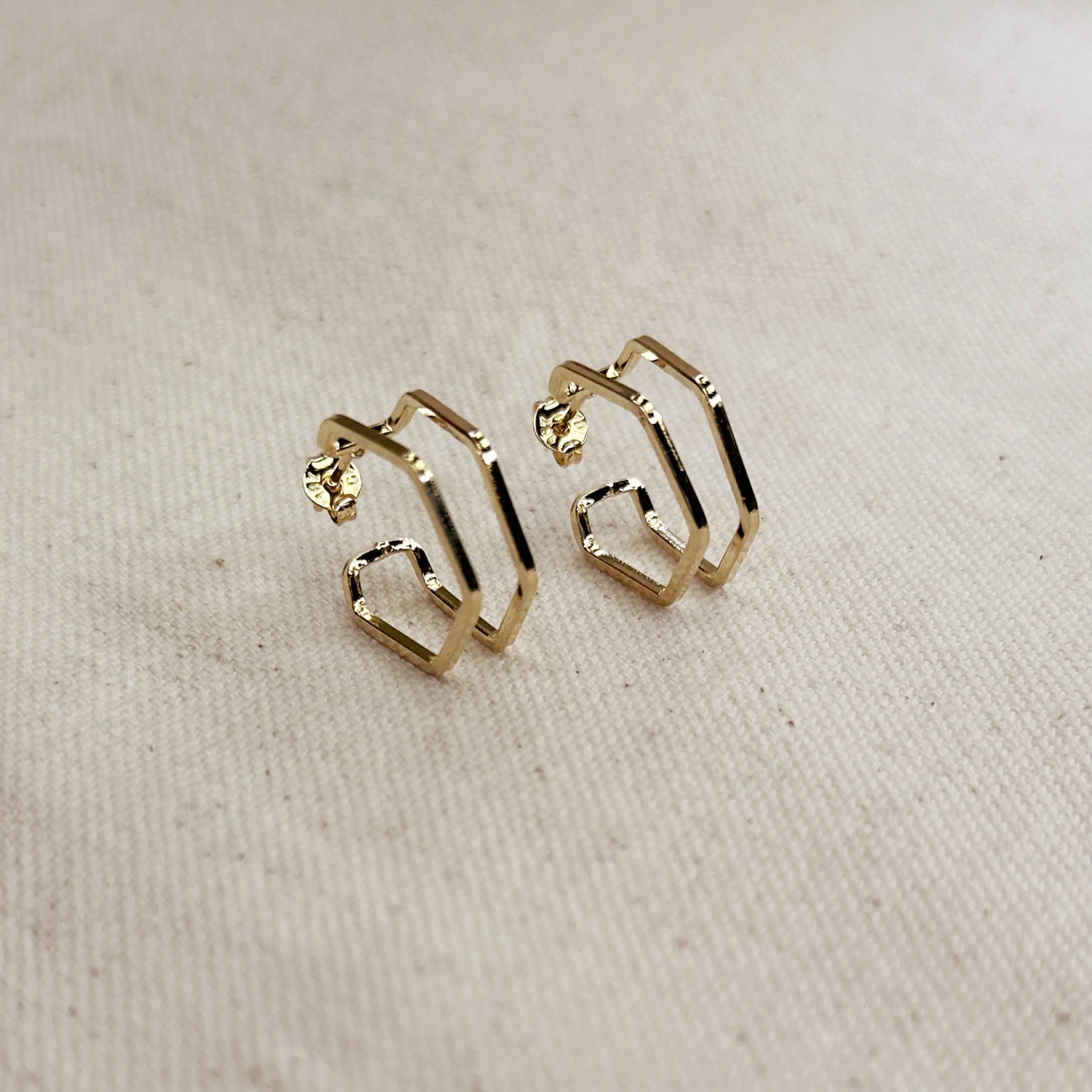 18k Gold Filled Double Wire Geometric C Hoop Earrings