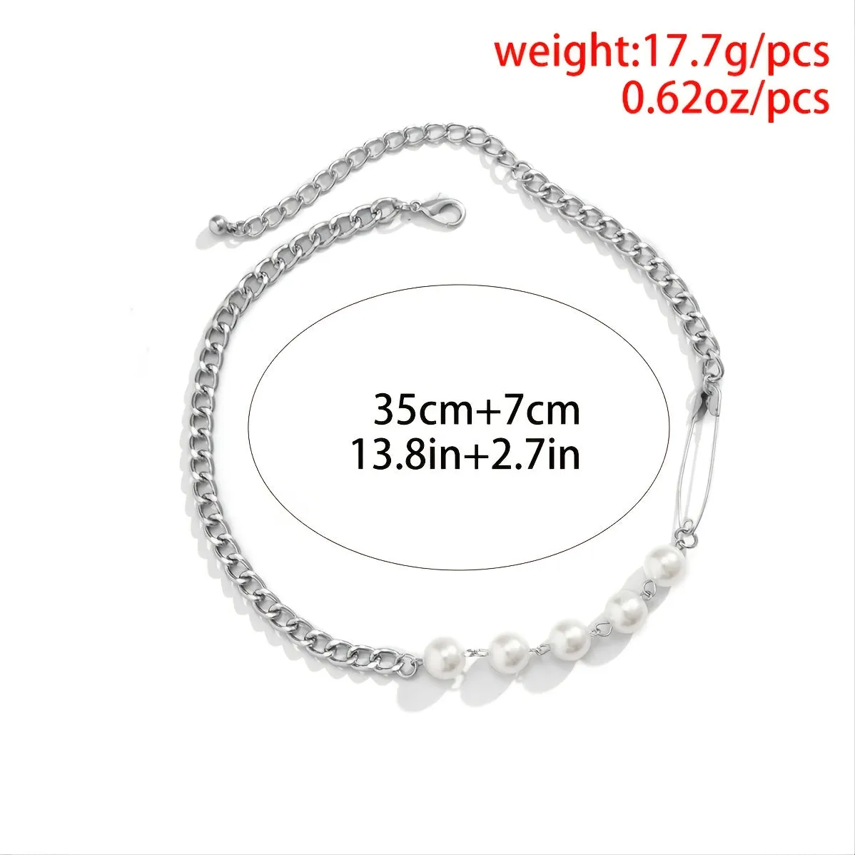 1pc Fashion Pearl Deformed Knot Decor Hollow Out Chain Necklace