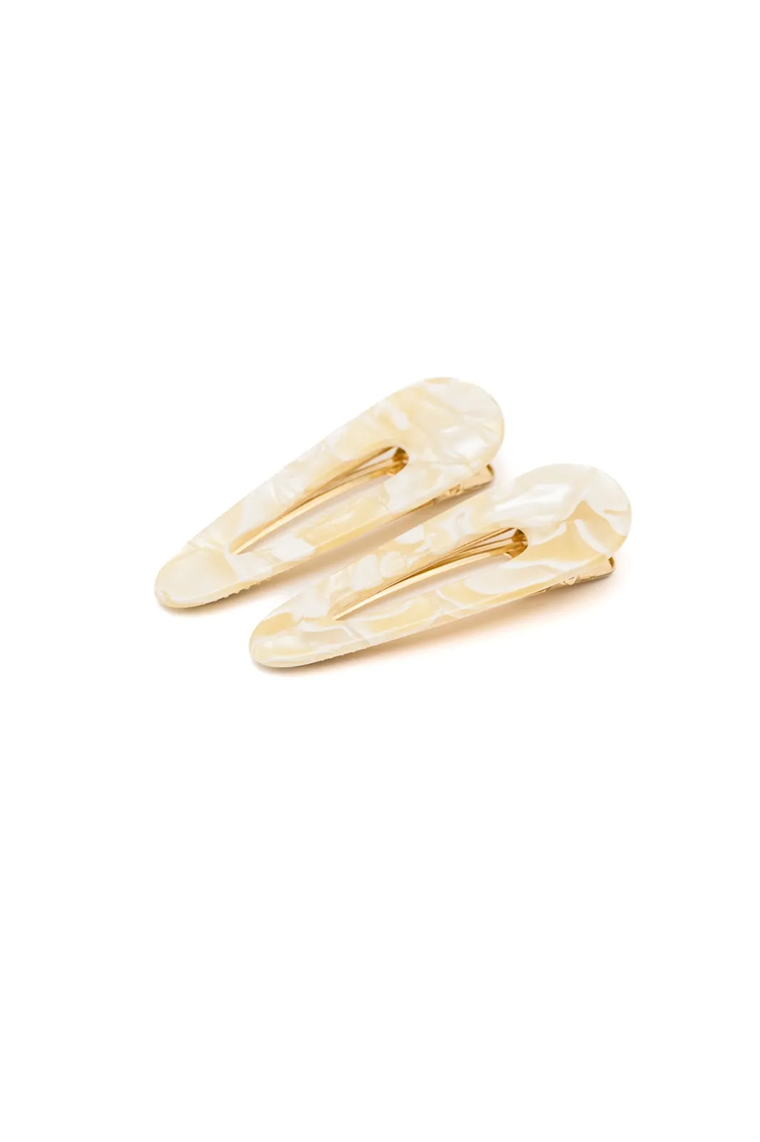 2 Pack Teardrop Hair Clip in Gold Shell