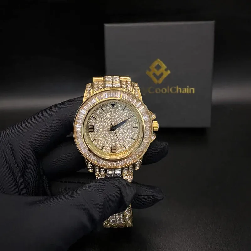 20mm Iced Out Cuban Necklace   Bracelet   Watch Set