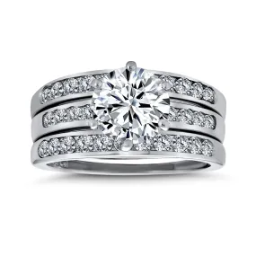 2.5CT Solitaire Oval CZ Engagement Wedding Ring Set Sterling Silver