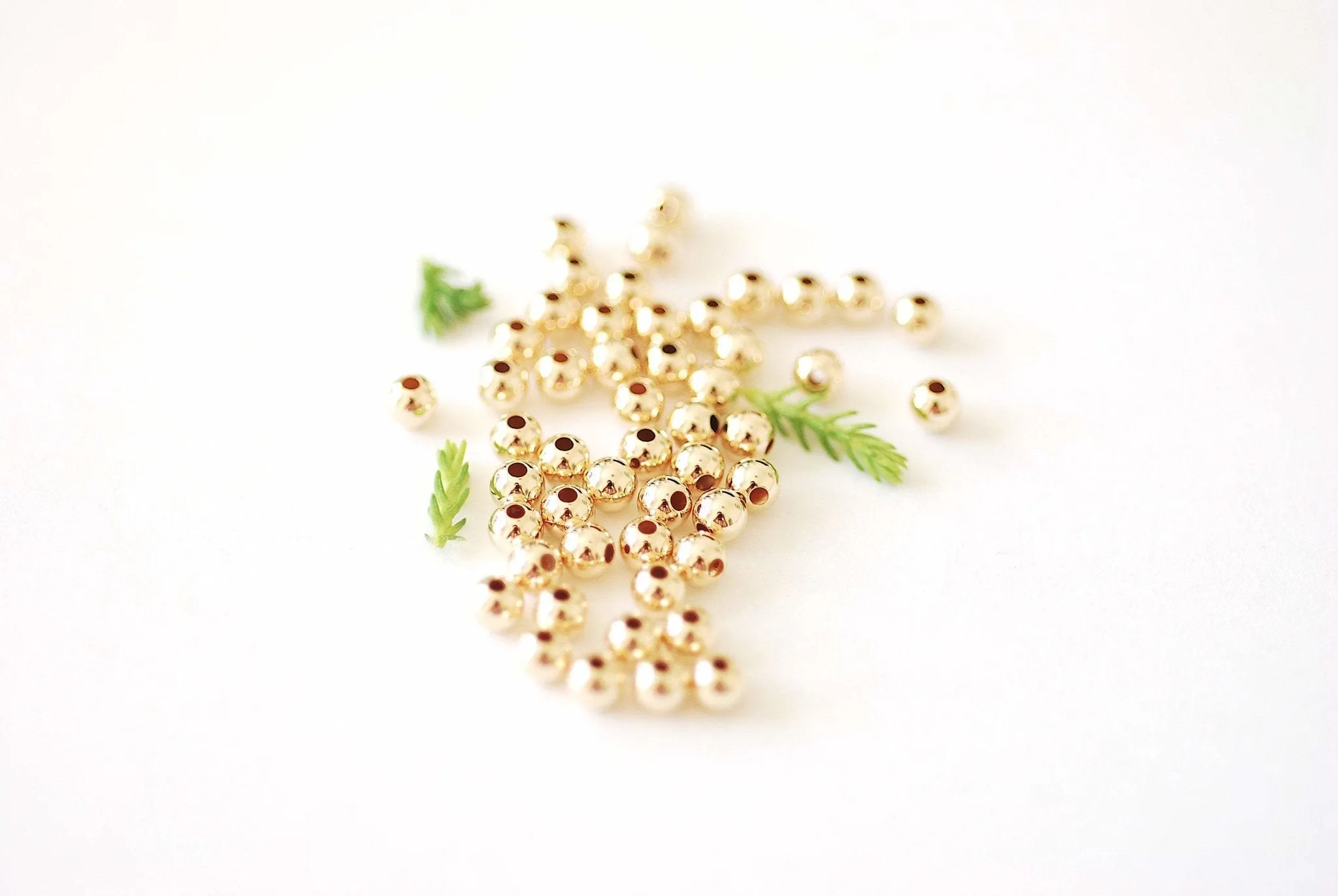 3.0mm Bead Gold-Filled 1.5mm Hole, (10 Pack) Wholesale Jewelry Making Beads