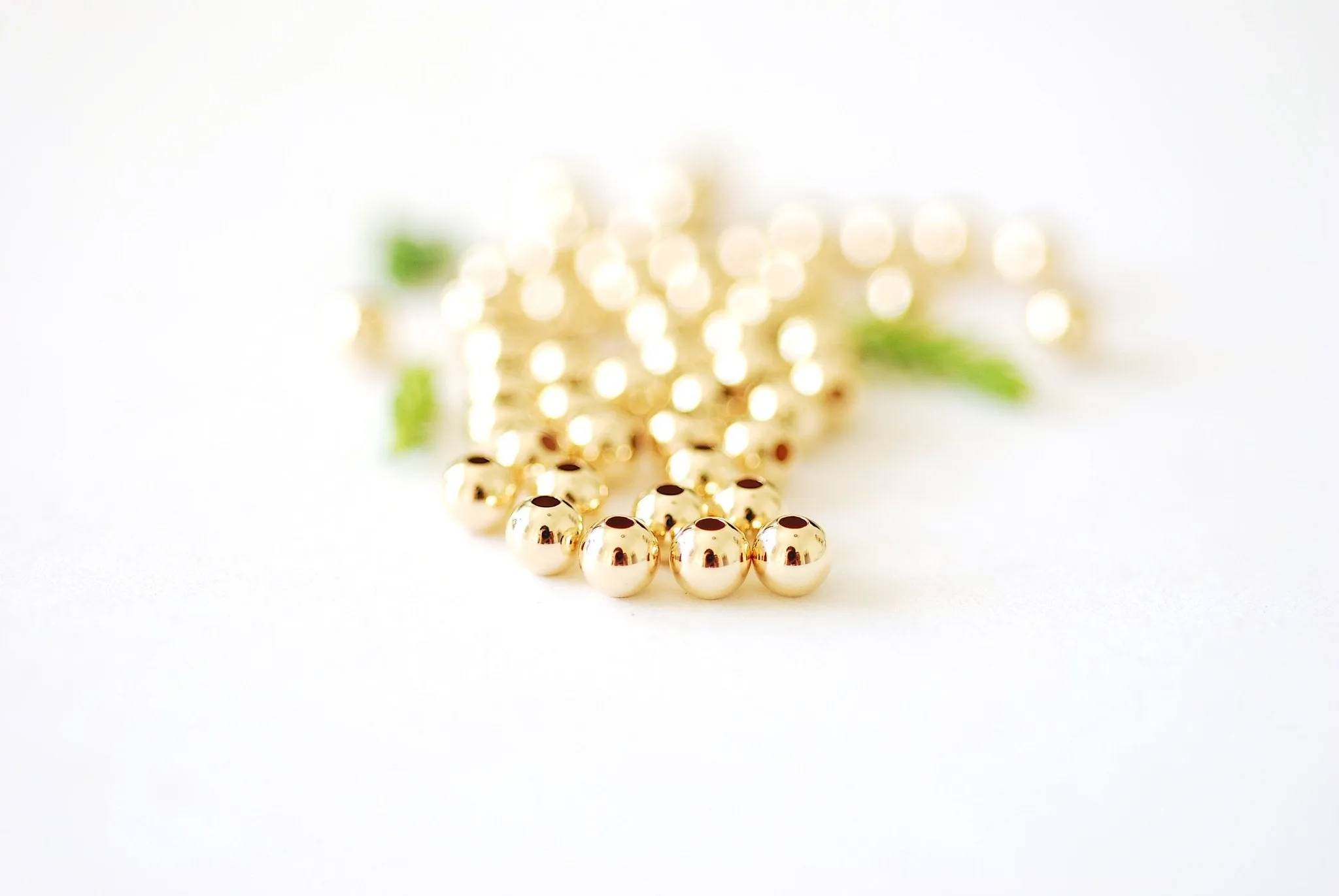 3.0mm Bead Gold-Filled 1.5mm Hole, (10 Pack) Wholesale Jewelry Making Beads