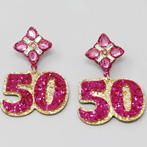 50 Birthday Glitter Earrings