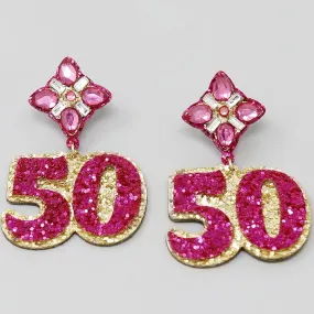 50 Birthday Glitter Earrings