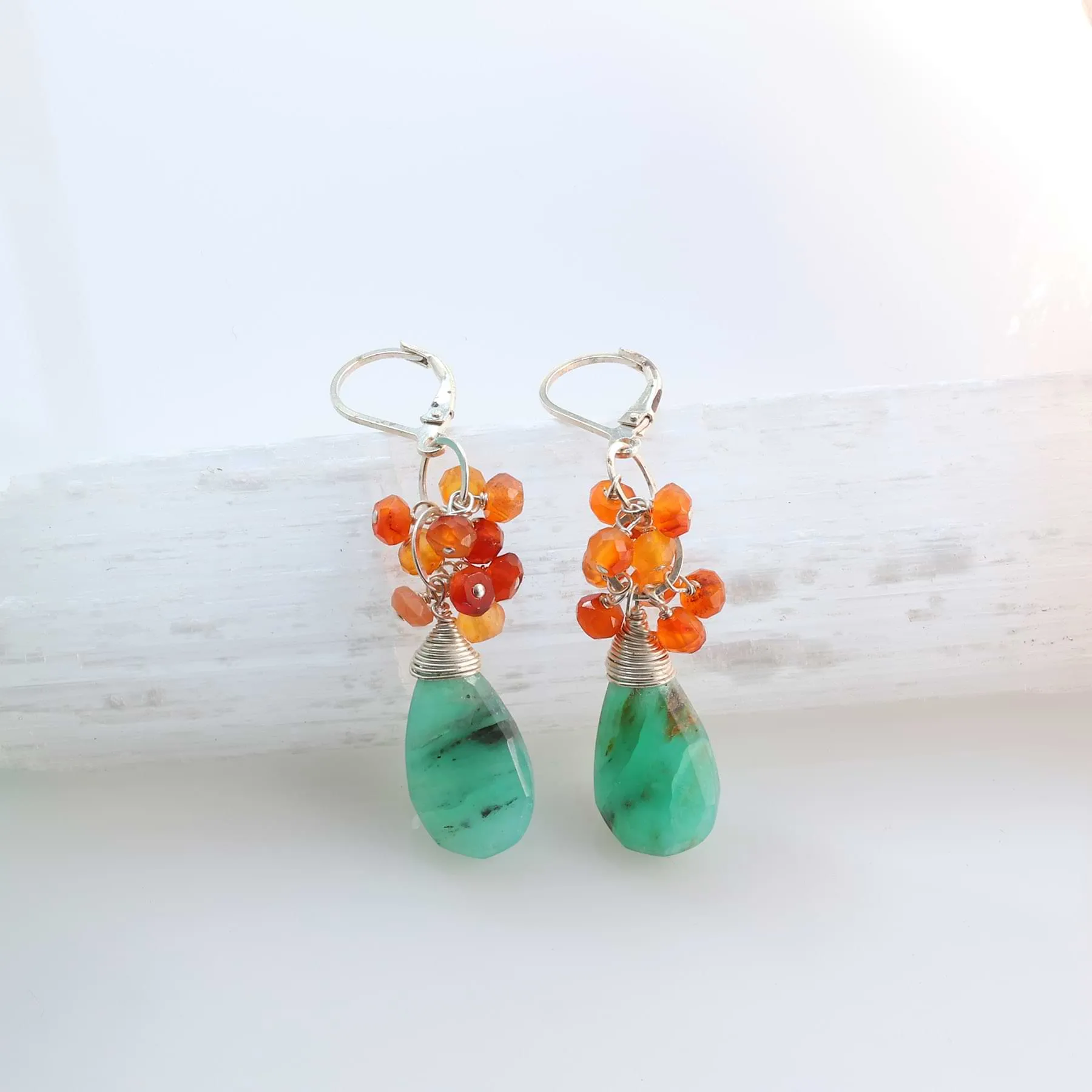 Alize - Multi Gemstone Sterling Silver Cluster Earrings