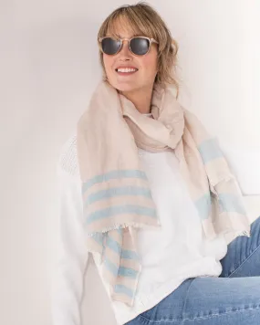 Aloft Linen Scarf - Blue end Stripe