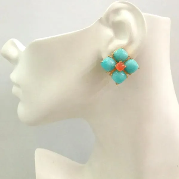 Amazonite & Carnelian Bloom Earrings