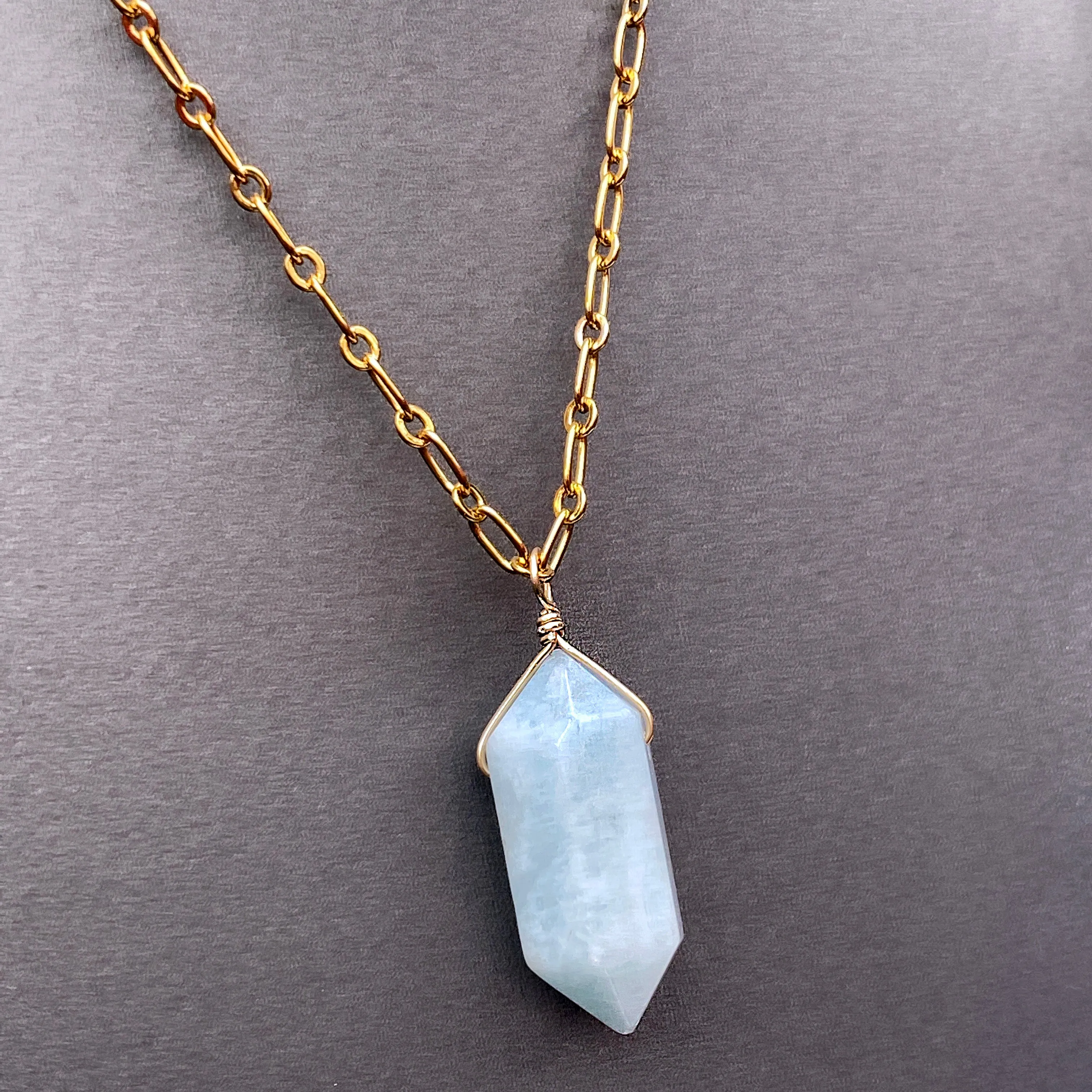 Aquamarine Point Pendant Necklace