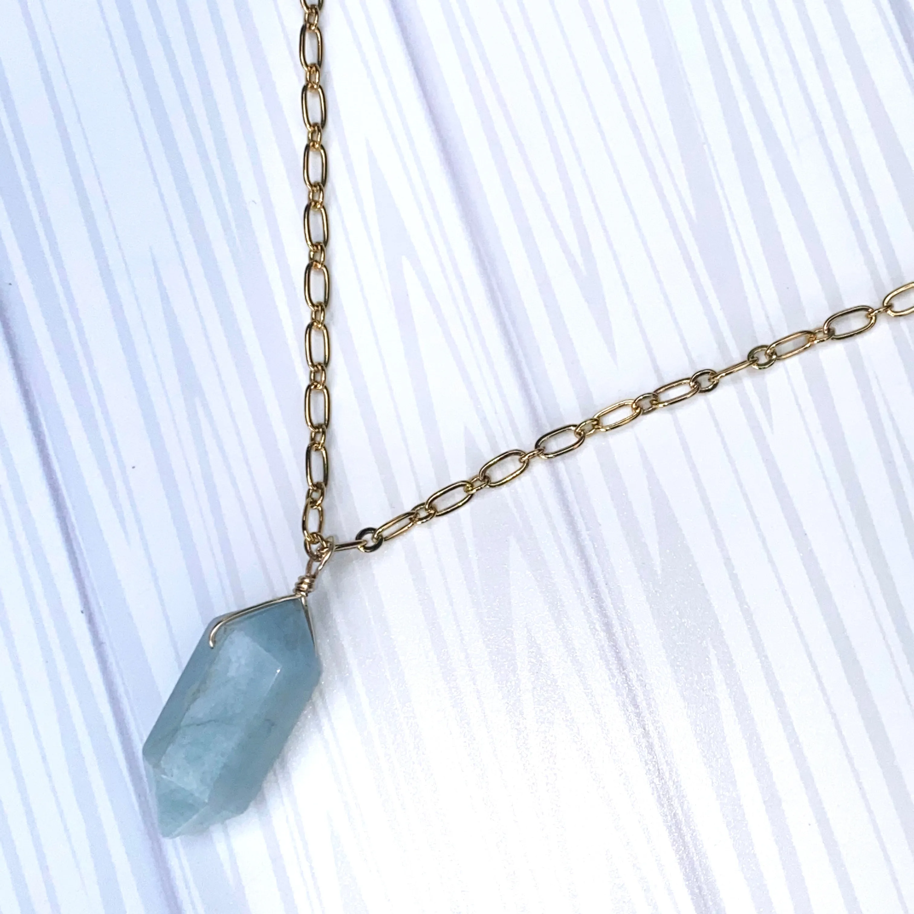 Aquamarine Point Pendant Necklace