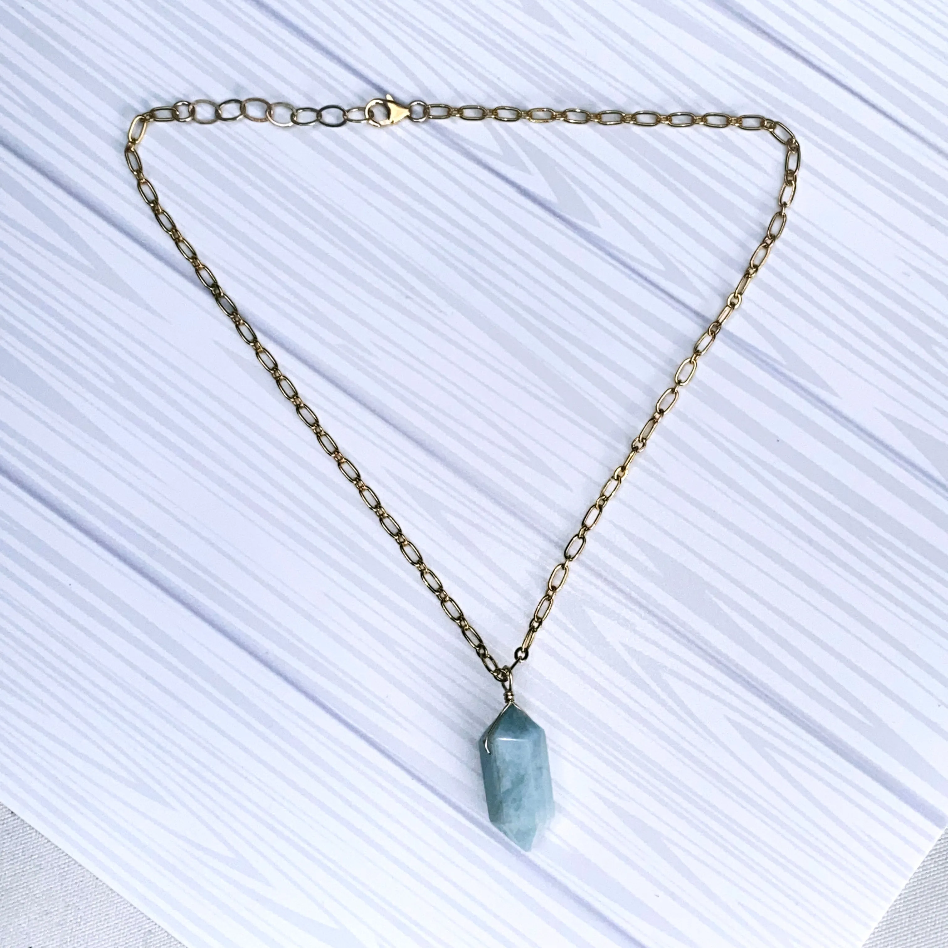 Aquamarine Point Pendant Necklace