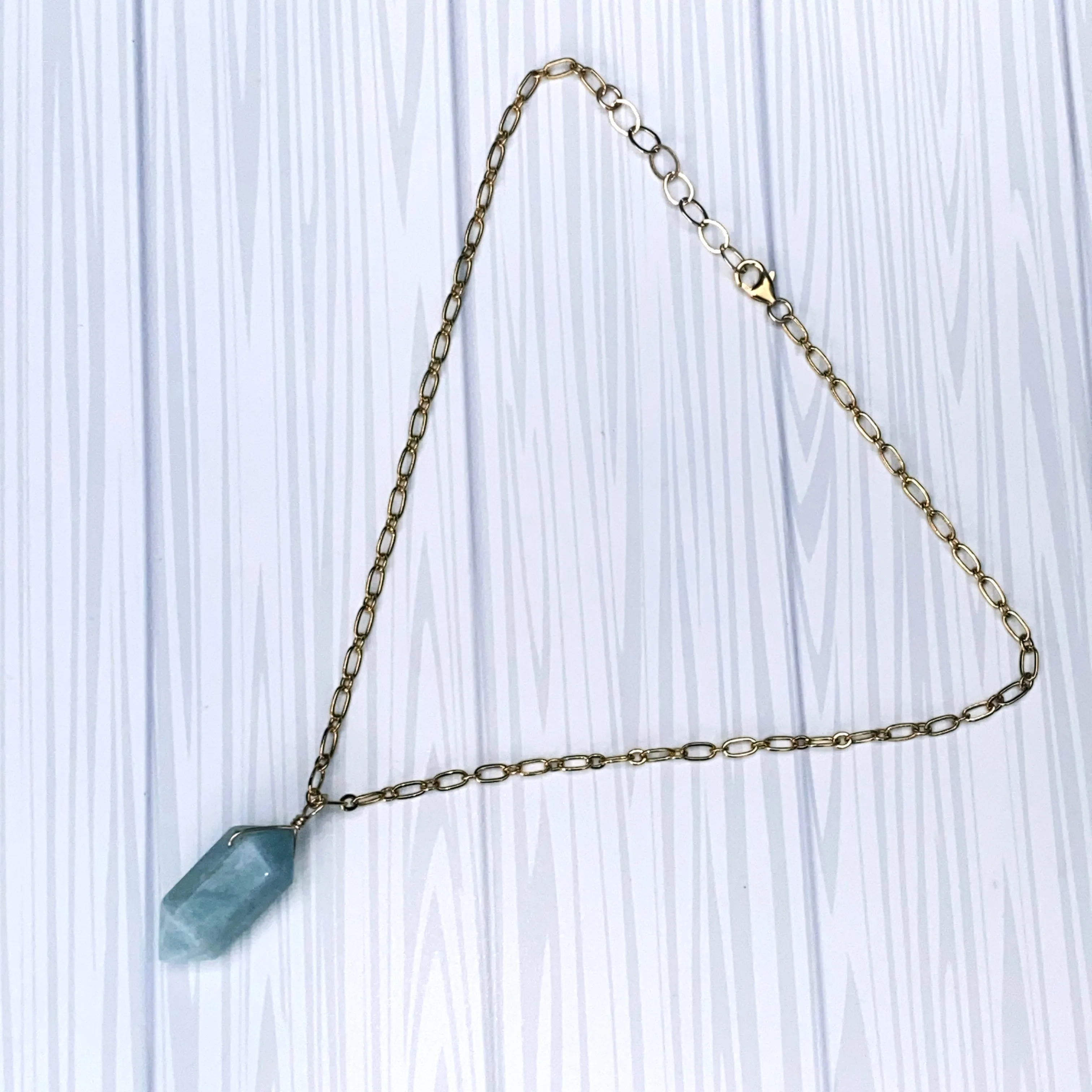 Aquamarine Point Pendant Necklace