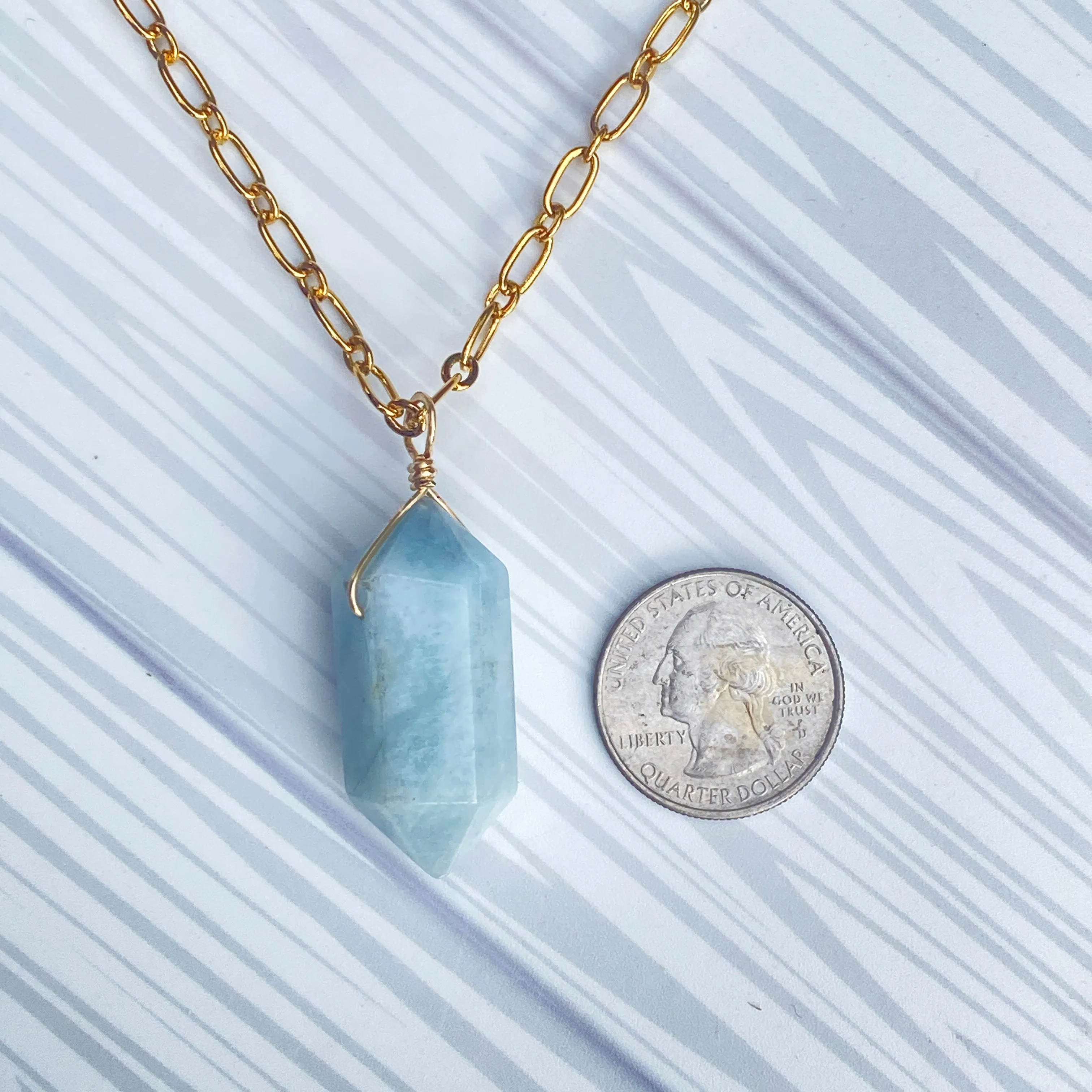 Aquamarine Point Pendant Necklace