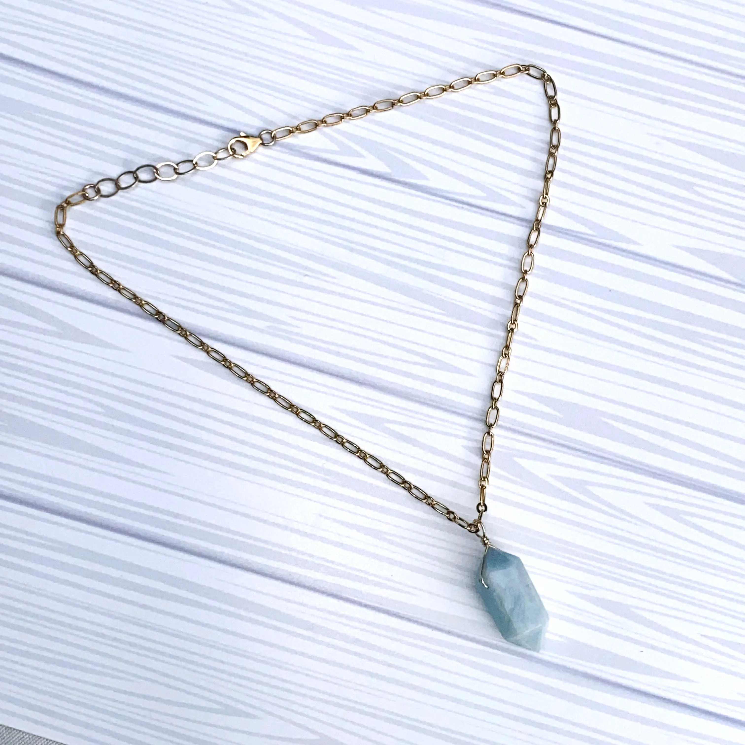 Aquamarine Point Pendant Necklace