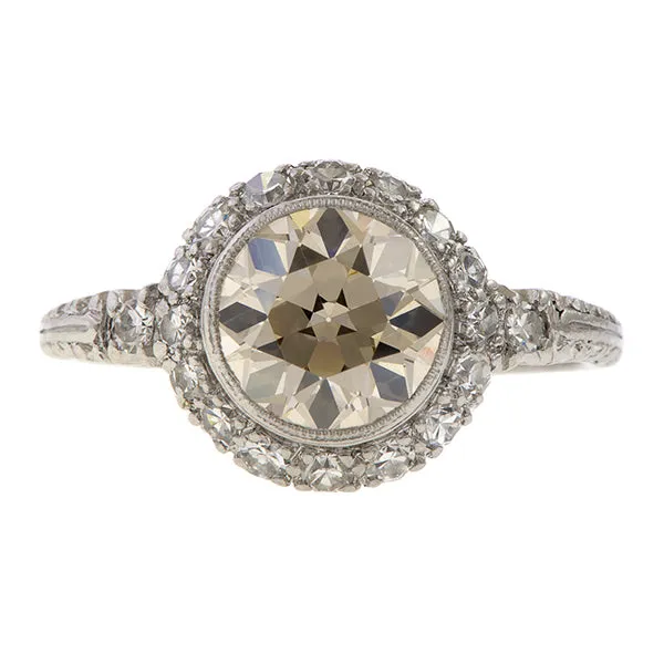 Art Deco Diamond Engagement Ring, Old Euro 1.75ct.