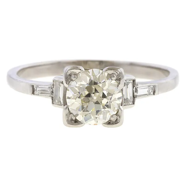 Art Deco Engagement Ring, Old Euro. 1.20ct