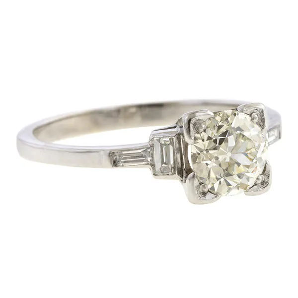 Art Deco Engagement Ring, Old Euro. 1.20ct