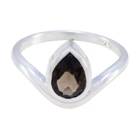 Attractive Gem Smoky Quartz 925 Silver Ring Medical Alert Jewelry