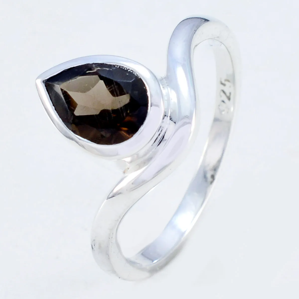 Attractive Gem Smoky Quartz 925 Silver Ring Medical Alert Jewelry