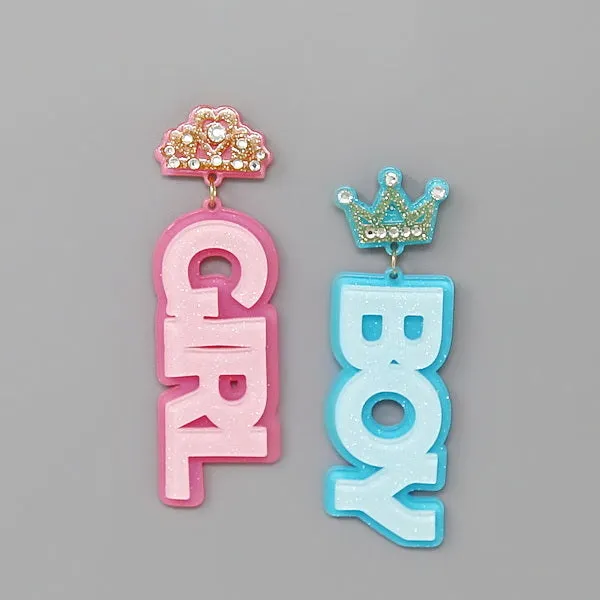 Baby Shower Boy and Girl Dangle Earrings