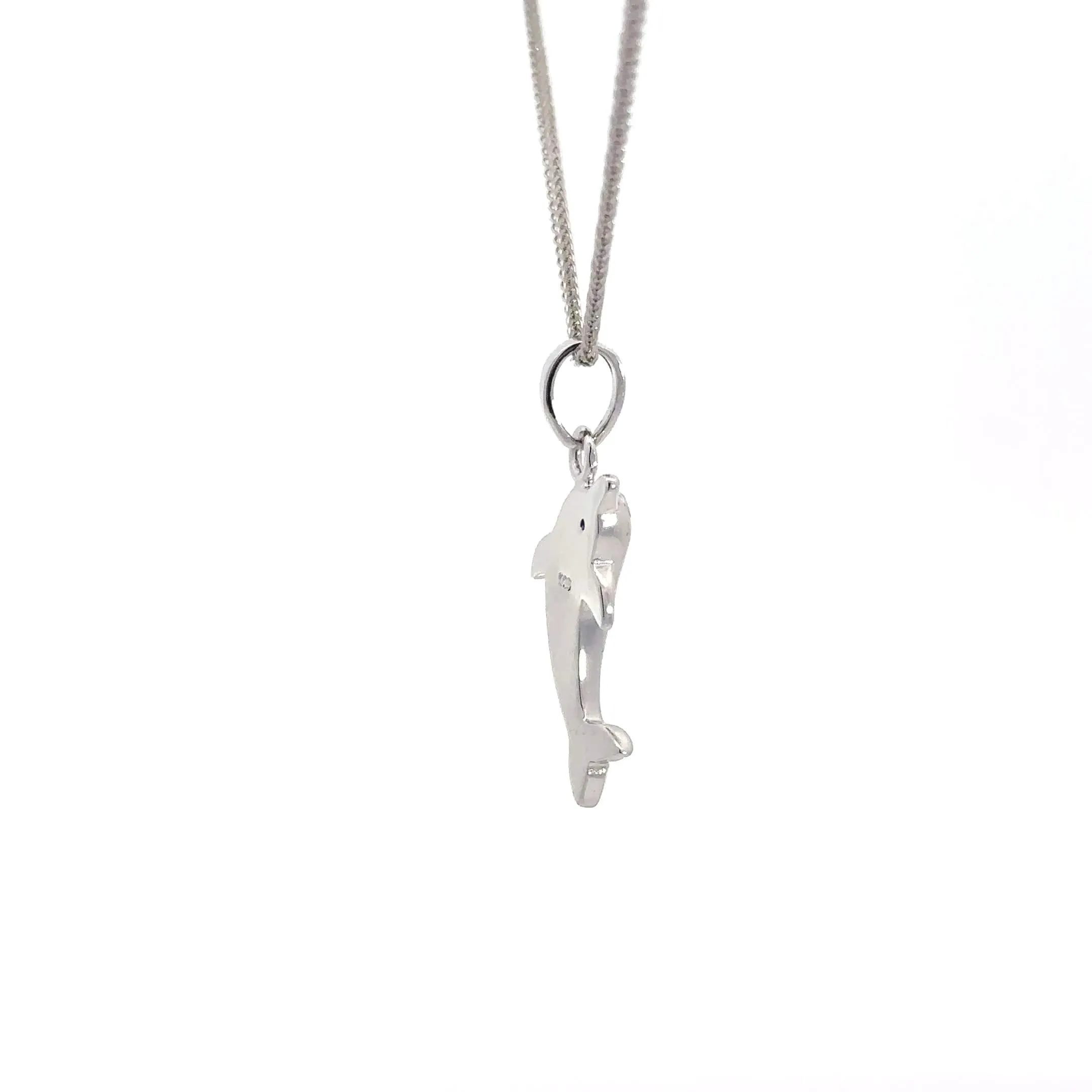 Baikalla Sterling Silver Lab-Made Opal Dolphin Pendant Necklace