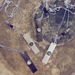 bar // tourmaline, labradorite or quartz gemstone and sterling silver bar necklace