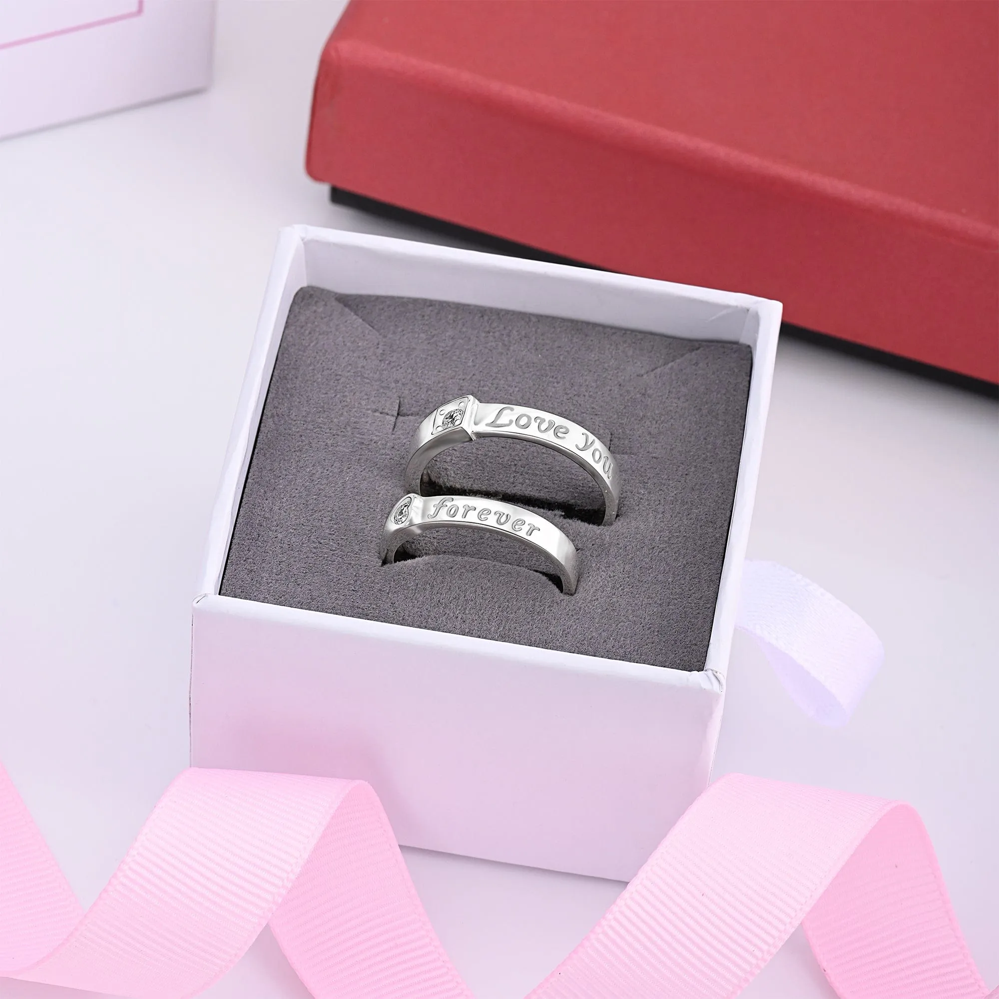 Be Mine Forever CZ Couple Promise Rings Set