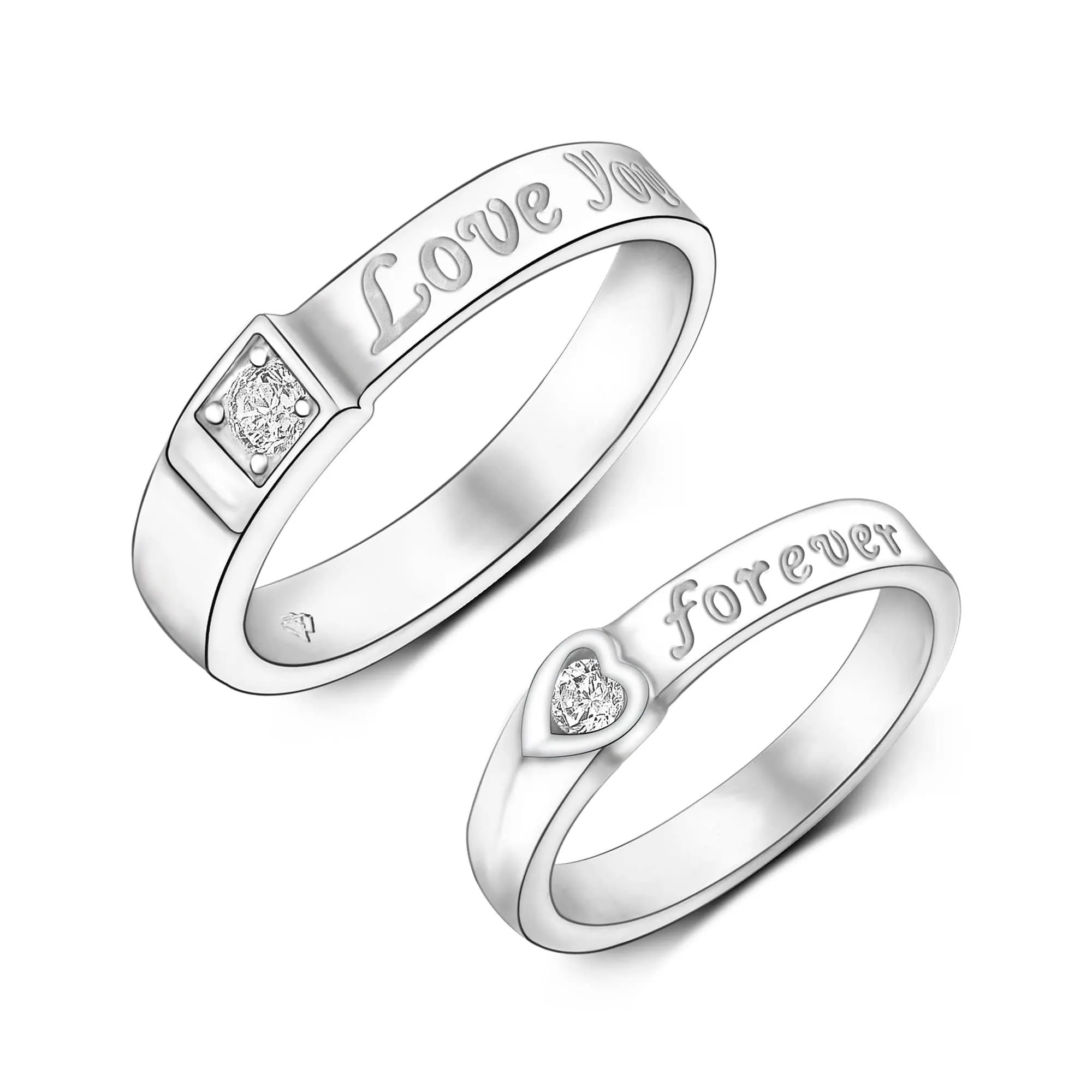 Be Mine Forever CZ Couple Promise Rings Set