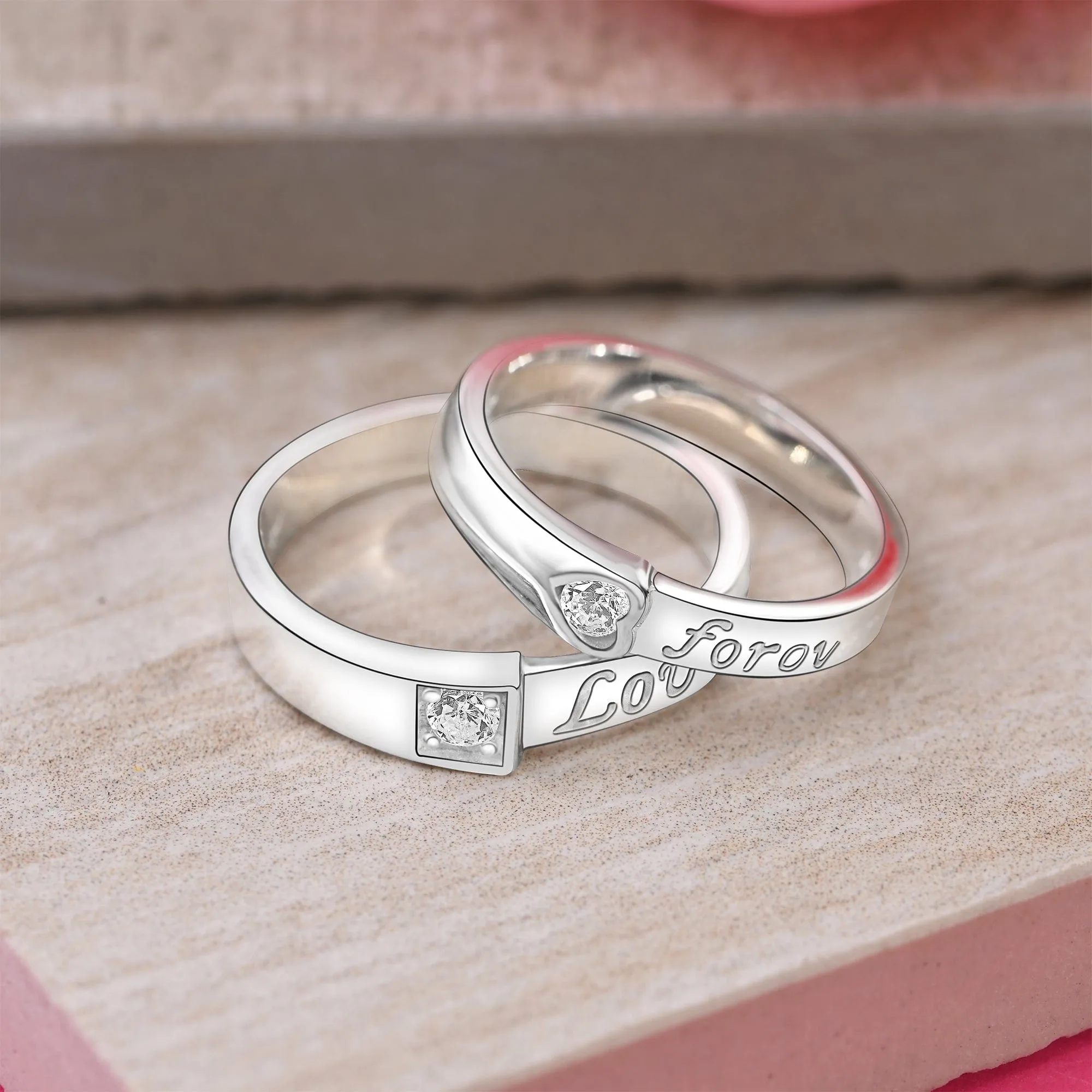 Be Mine Forever CZ Couple Promise Rings Set