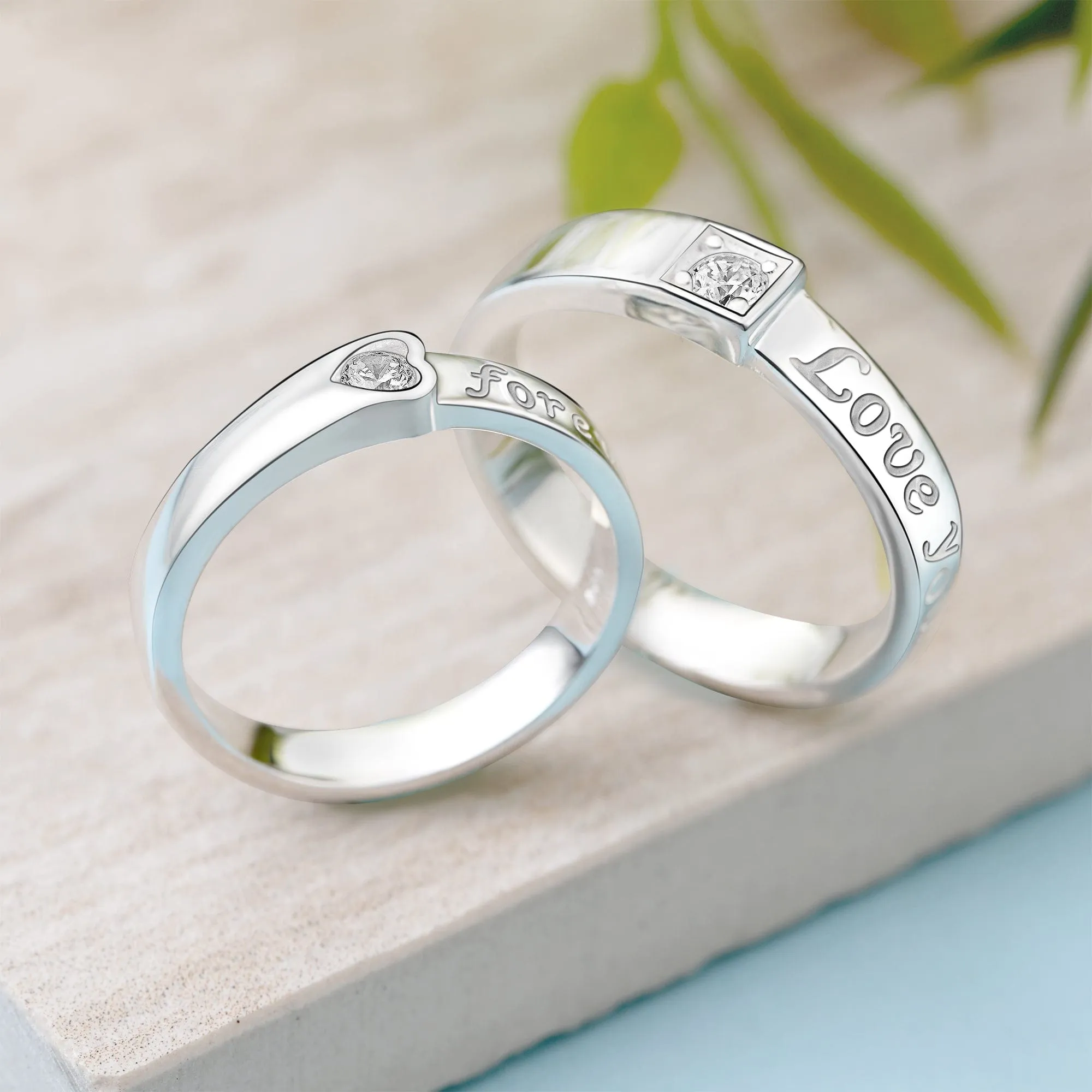 Be Mine Forever CZ Couple Promise Rings Set