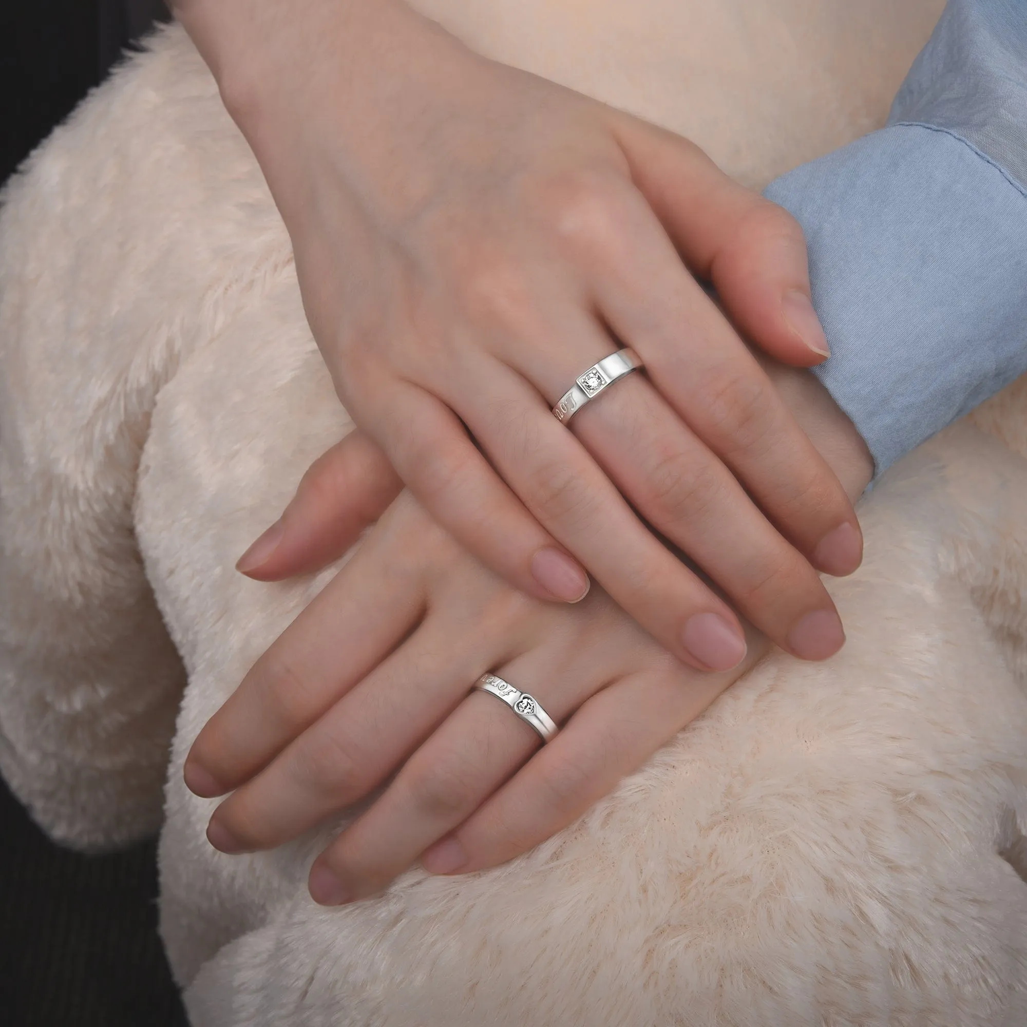 Be Mine Forever CZ Couple Promise Rings Set