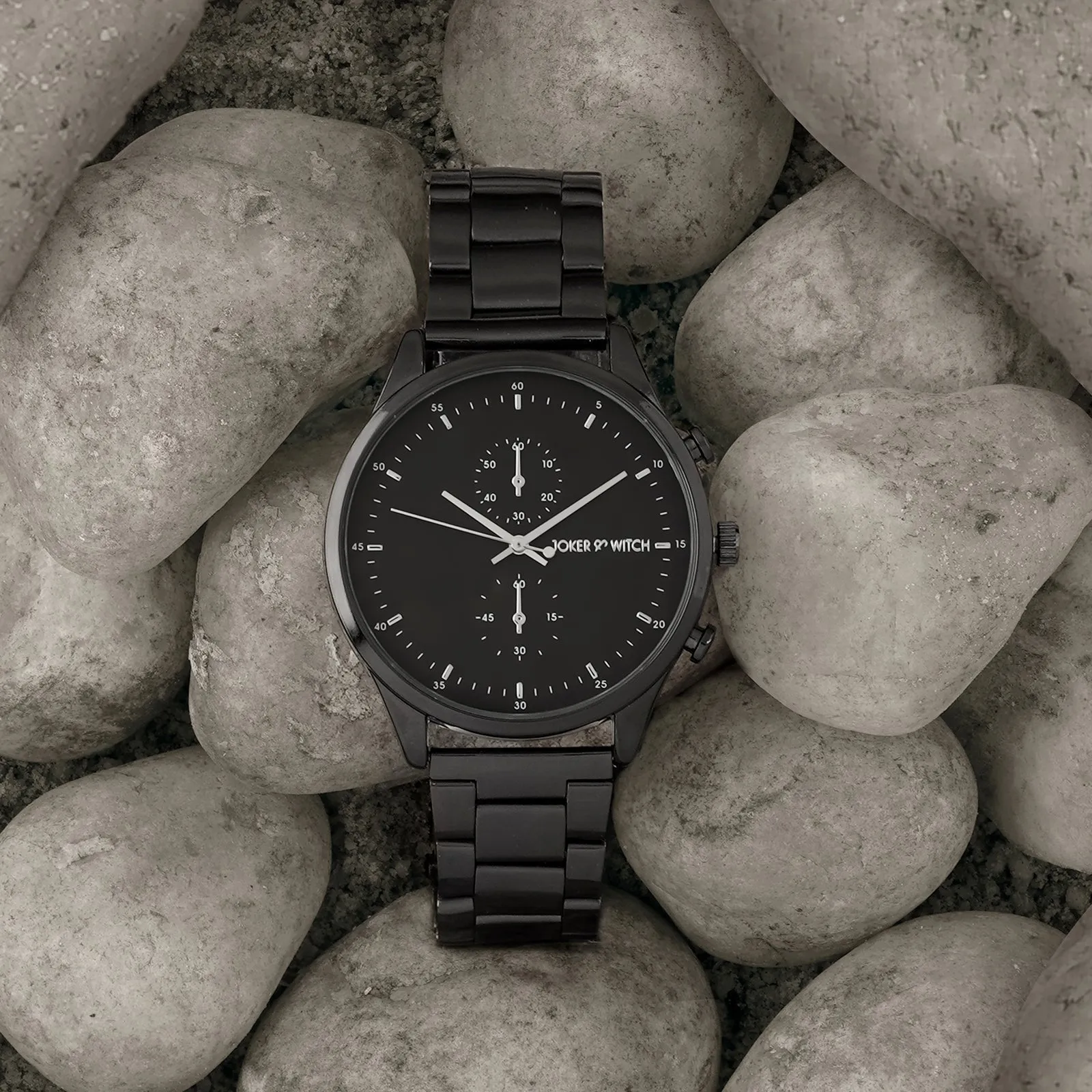 Beetle All Black Metallic Strap Watch