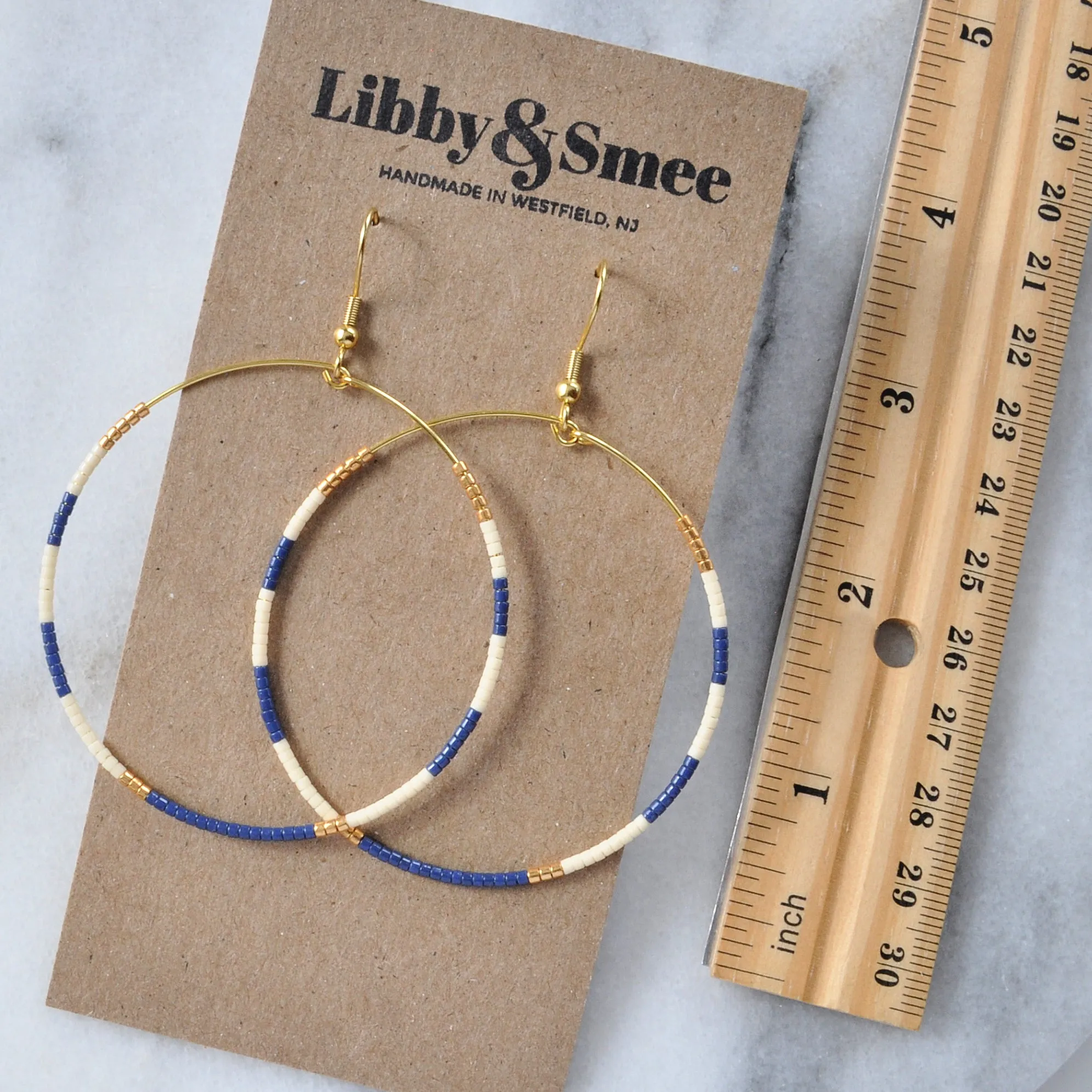 Big Beaded Hoops - NAUTICAL