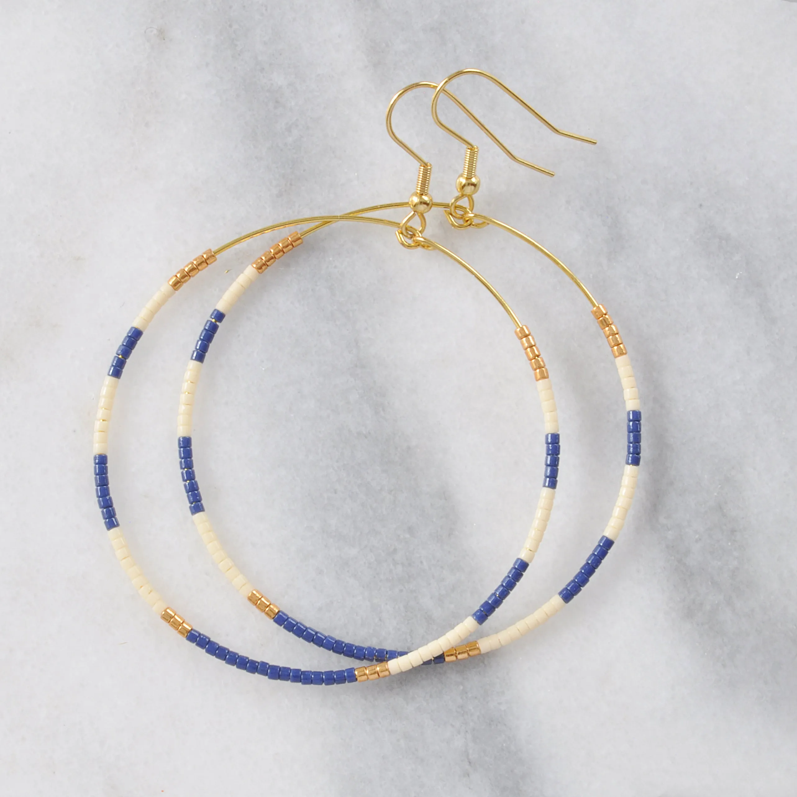 Big Beaded Hoops - NAUTICAL