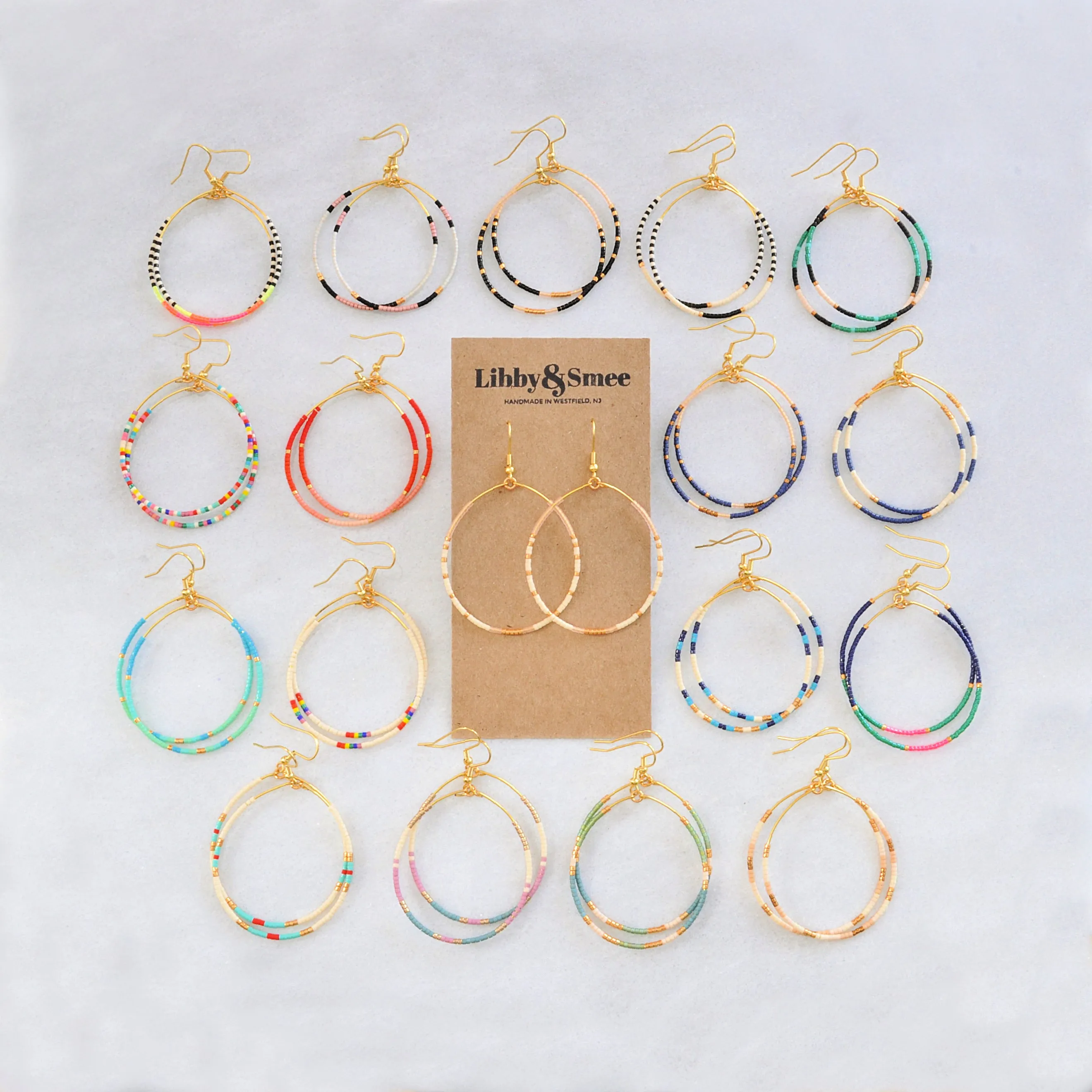 Big Beaded Hoops - NAUTICAL